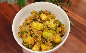 MUNG DAAL WITH COURGETTES AND PEAS