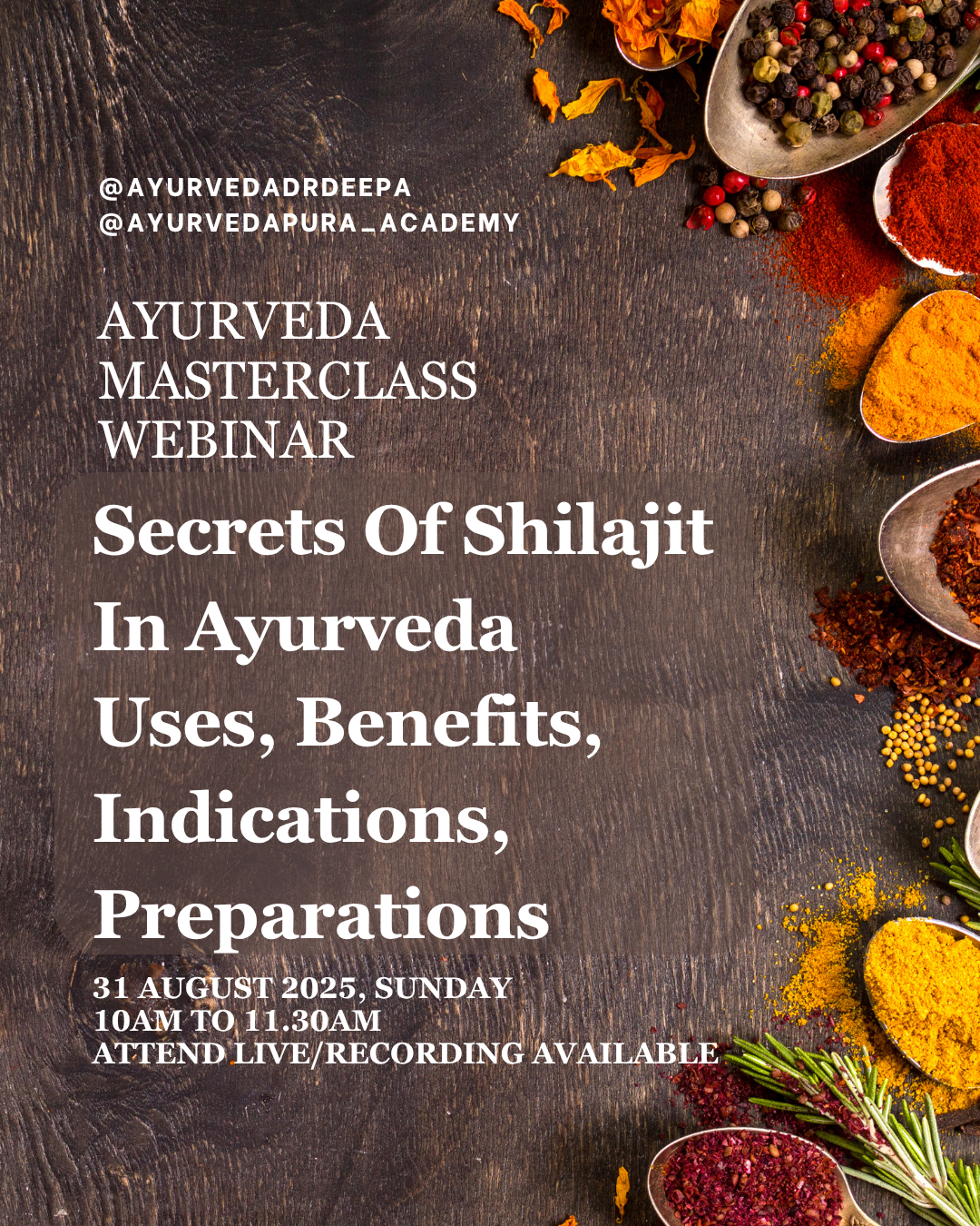 Secrets Of Shilajit in Ayurveda 90 Minute Masterclass Webinar